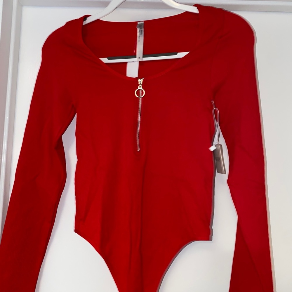 NWT Red ribbed bodysuit size M/L